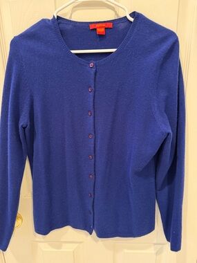 Royal Blue 100% Cashmere Button-Up Cardigan